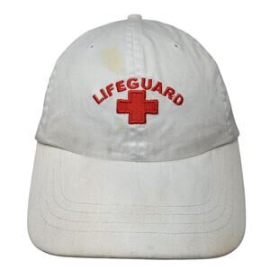 Lifeguard Logo Slideback Hat White One Size Adjustable Embroidered